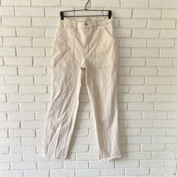 Abercrombie & Fitch 90’s Straight Ultra High Rise Carpenter Jeans Cream 30 / 10